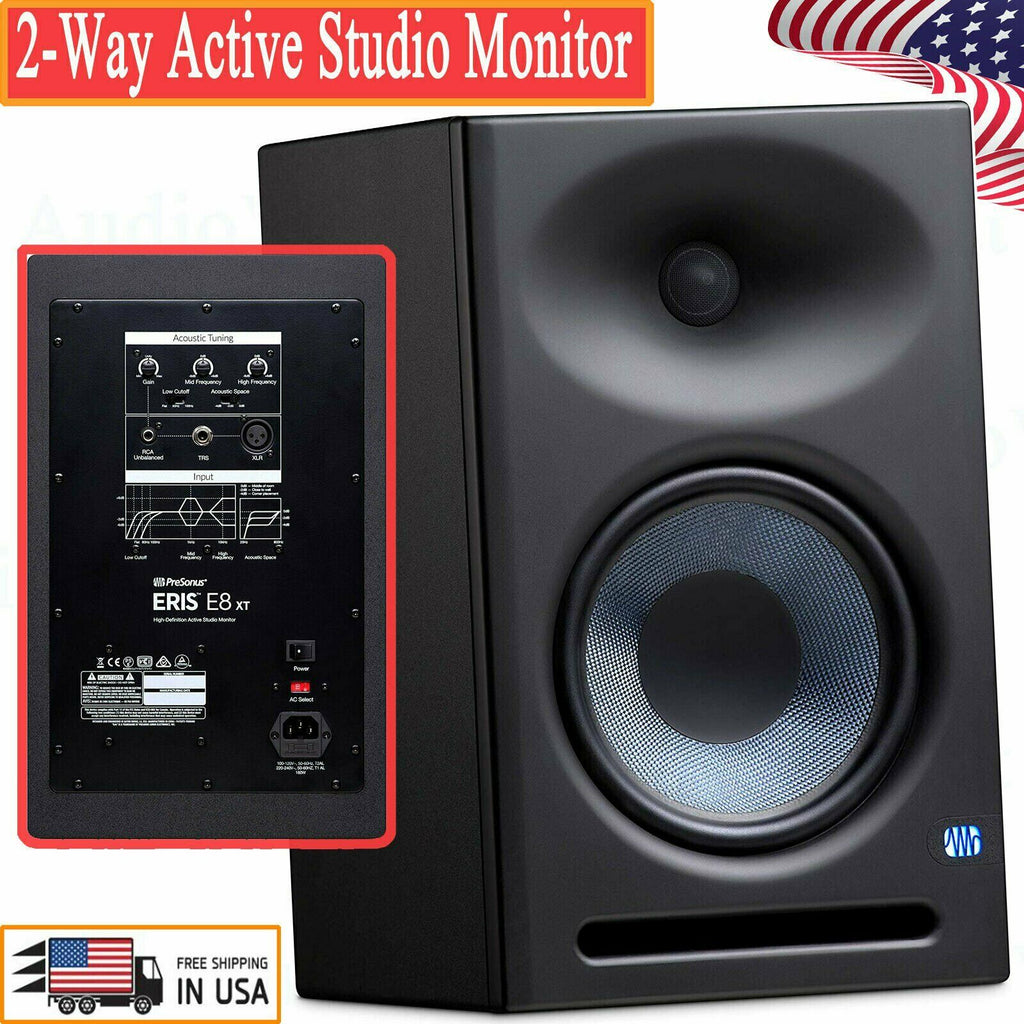 PreSonus Eris E8 XT 8" 2-Way Active Studio Monitors Ultra-Low-Mass Silk-Dome NEW - Sellabi