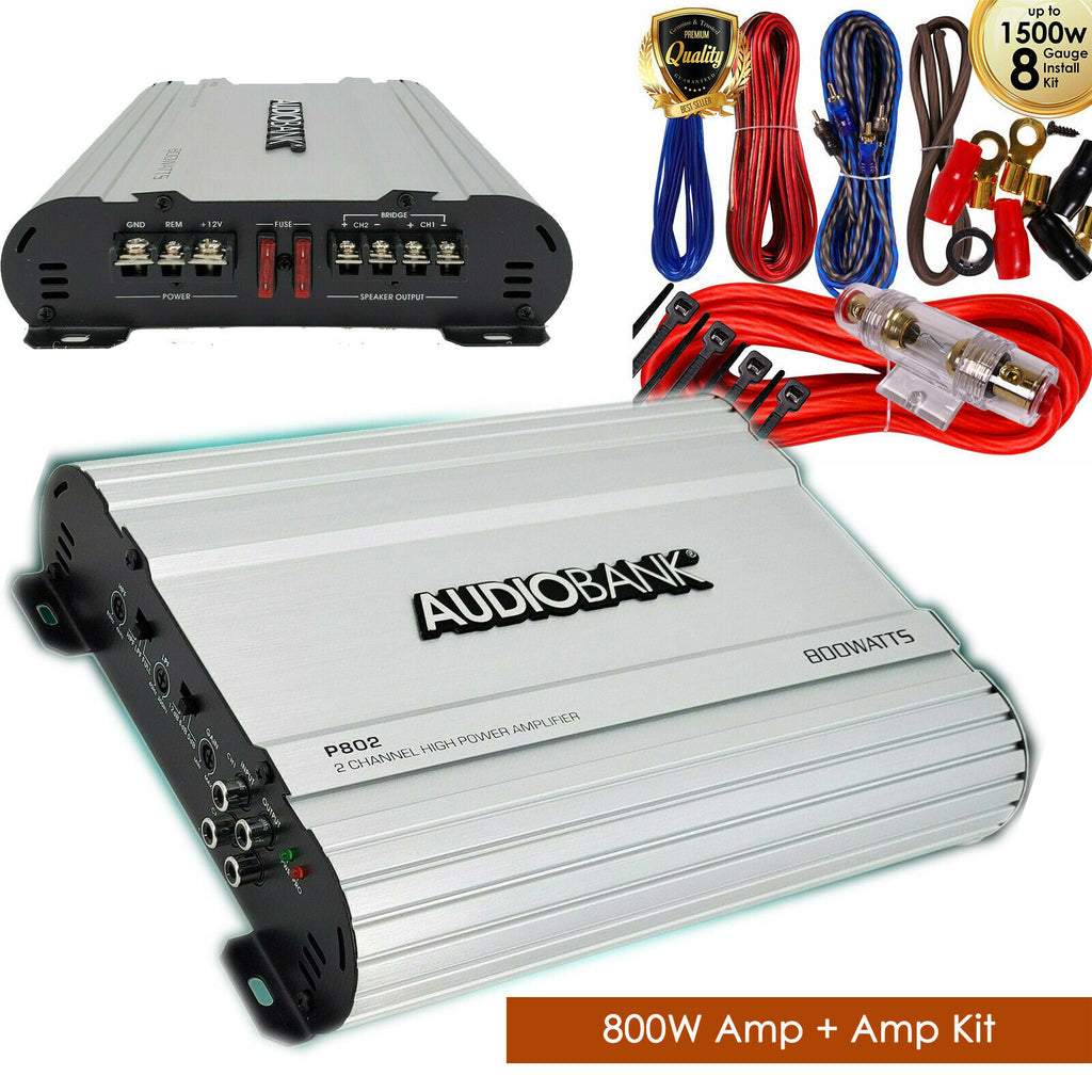 Audiobank 2 Channels 800W Bridgedable Car Audio Amplifier + 8 GA  Amp Kit - Sellabi