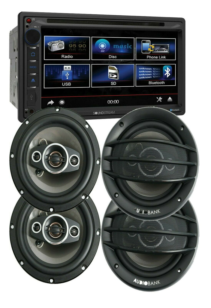 Soundstream VR-651B 2-DIN Multimedia Receiver +4x Audiobank AB-630 6.5" Speakers - Sellabi