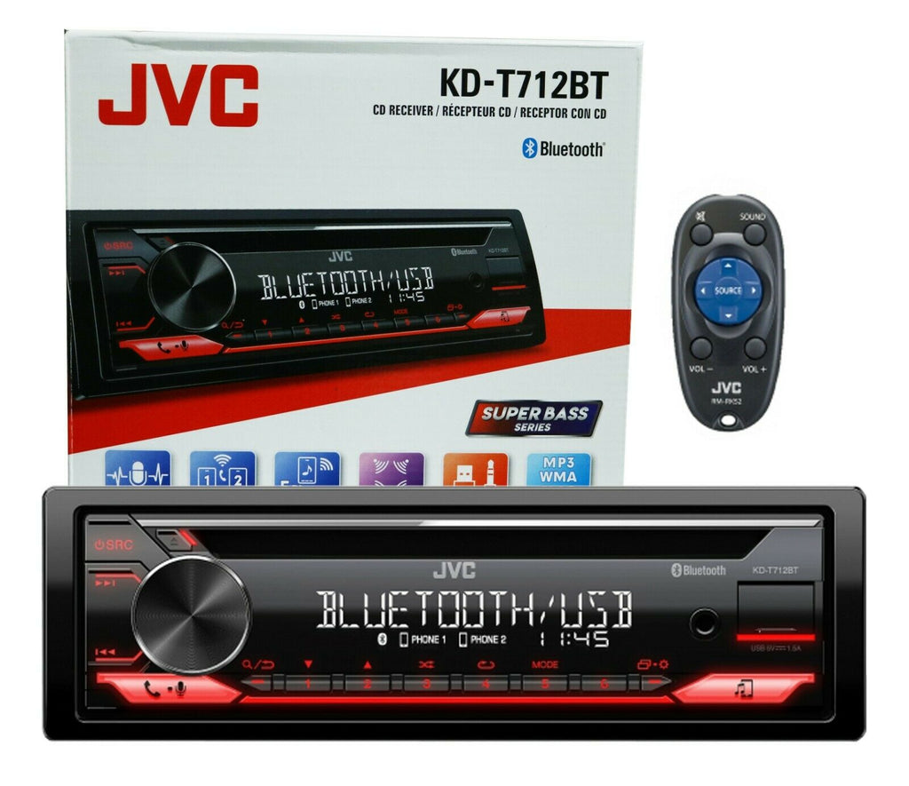 JVC KD-T712BT CD Receiver with Bluetooth / USB / Spotify / FLAC / 13-Band EQ - Sellabi