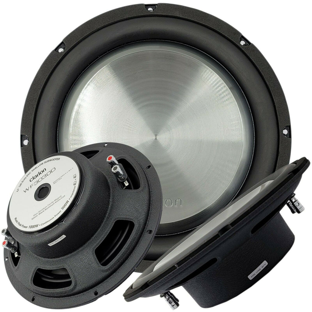 Clarion WF3030D 1000W Max 12" Dual 4Ohm Voice Coil Shallow-Mount Subwoofer - Sellabi