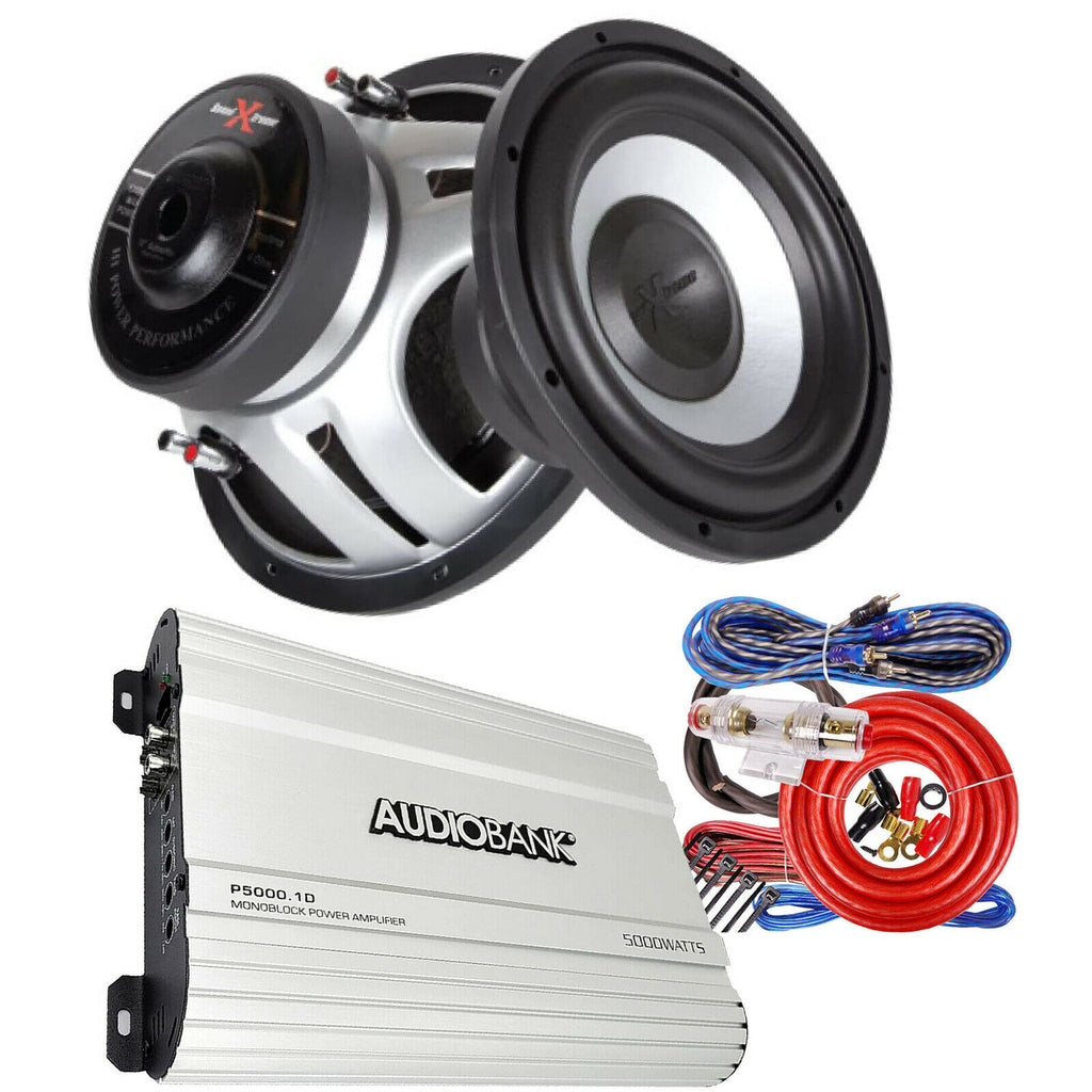 Audiobank P5000.1D Amp 5000W+ 2x Soundxtreme ST-1252 12" 2600W Subs + Amp Kit - Sellabi