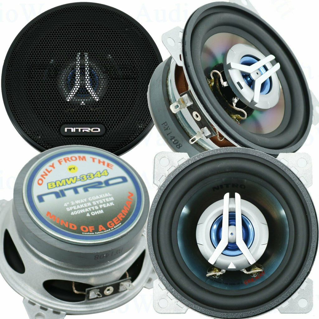 4x Nitro BMW-3344 400 Watts 4" Car Audio 2-Way 4 Ohms 4 Inches Coaxial Speakers - Sellabi