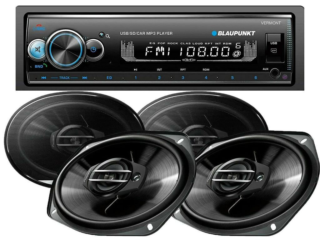 Blaupunkt VERMONT72 1-Din Bluetooth Receiver +4x Pioneer TS-G6930F 6x9" Speakers - Sellabi