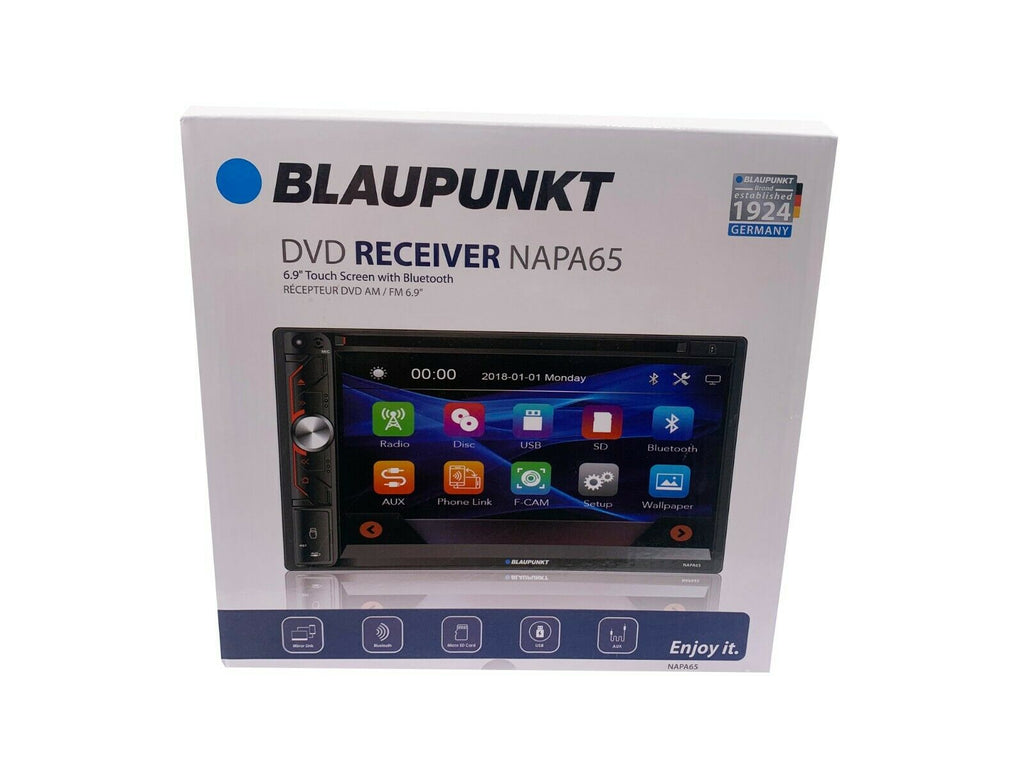 Blaupunkt 6.9" 2-Din Touchscreen DVD AM FM Receiver w/Bluetooth & Remote -NAPA65 - Sellabi