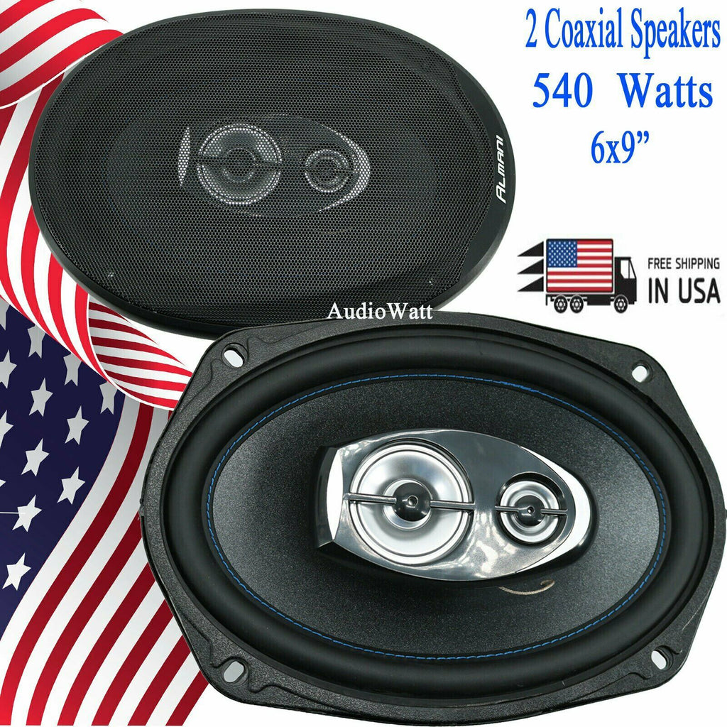 2x Almani S3-69E 540 Watts 6x9" Neodymium Dual Voice Coil 4 Ohm Coaxial Speakers - Sellabi