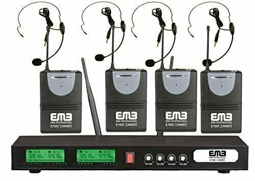 EMB UHF EMIC2300HT Professional Quad / 4 x Wireless Headset Microphone System - Sellabi