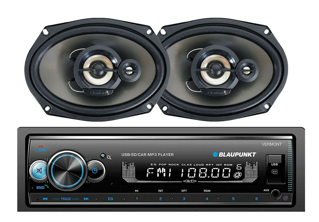 Blaupunkt VERMONT72 1-Din Bluetooth Receiver +2x Clarion SE6935R 6×9″ Speakers - Sellabi