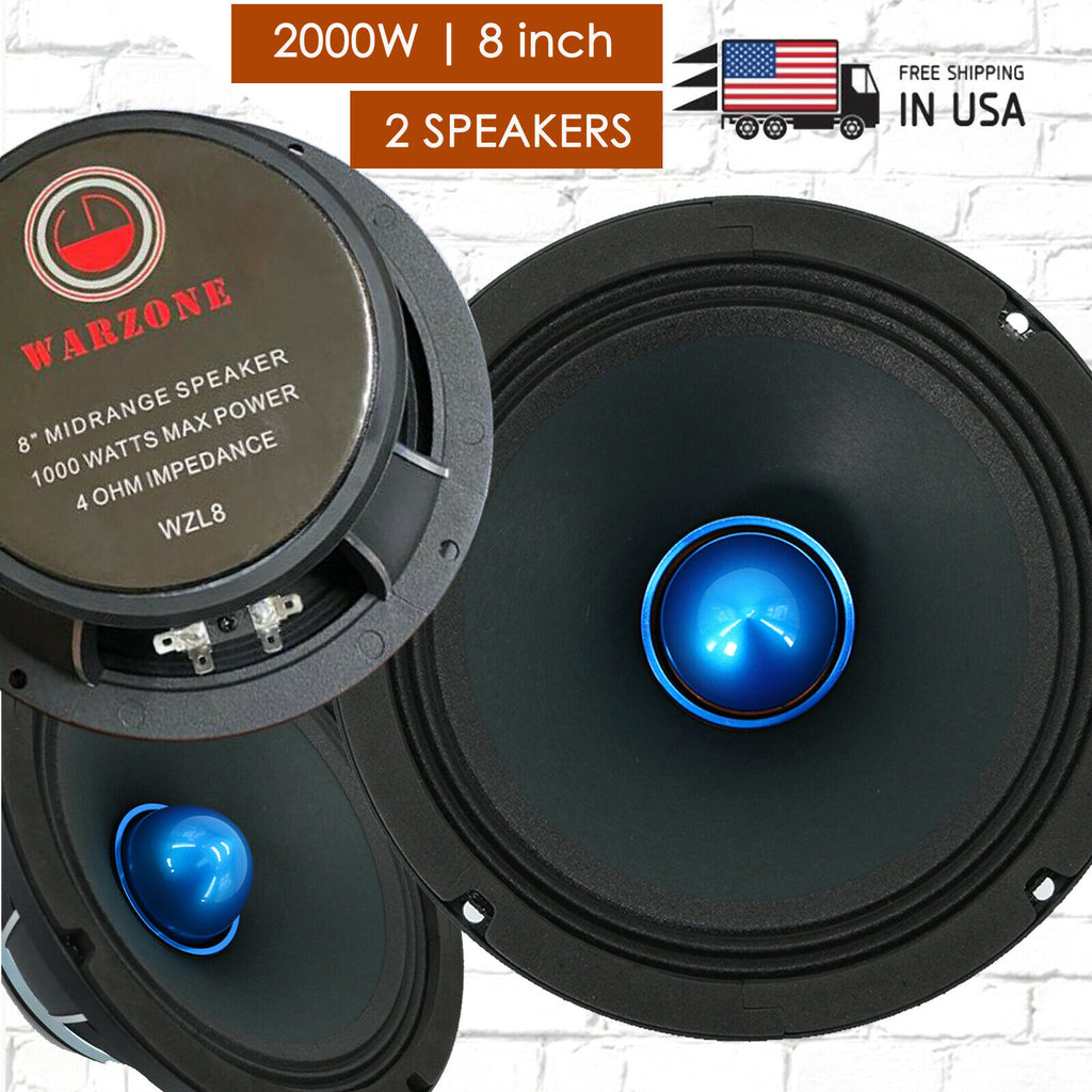 Gravity 2) PRO 8 Inch Classic Midrange Loud Speaker 4-Ohms - 2000 Watts Max pair - Sellabi