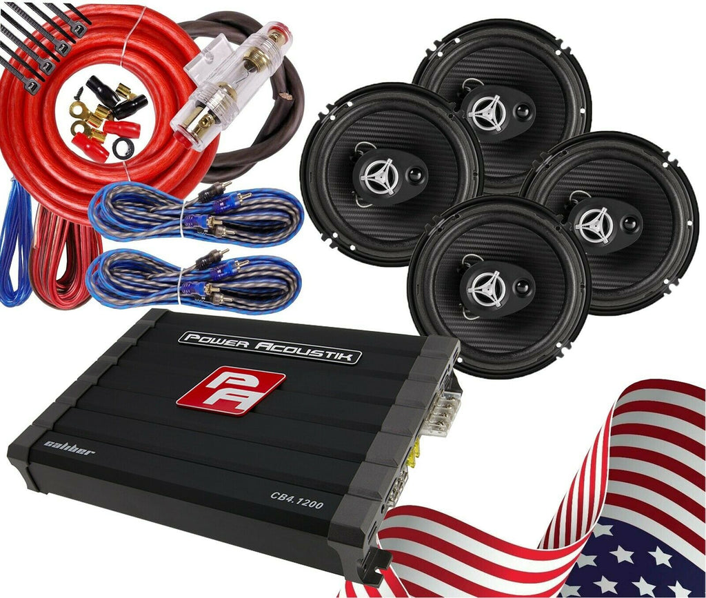 4x Power Acoustik EF-653 6.5″ 400W Speakers +  CB4-1200 Amplifier + 4CH Amp Kit - Sellabi