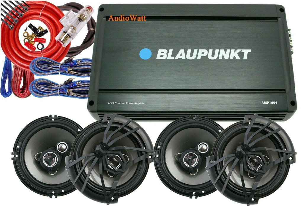 4x Soundstream AF.653  6.5" Speakers + Blaupunkt 1600W Amplifier + 4 Ch Amp Kit - Sellabi