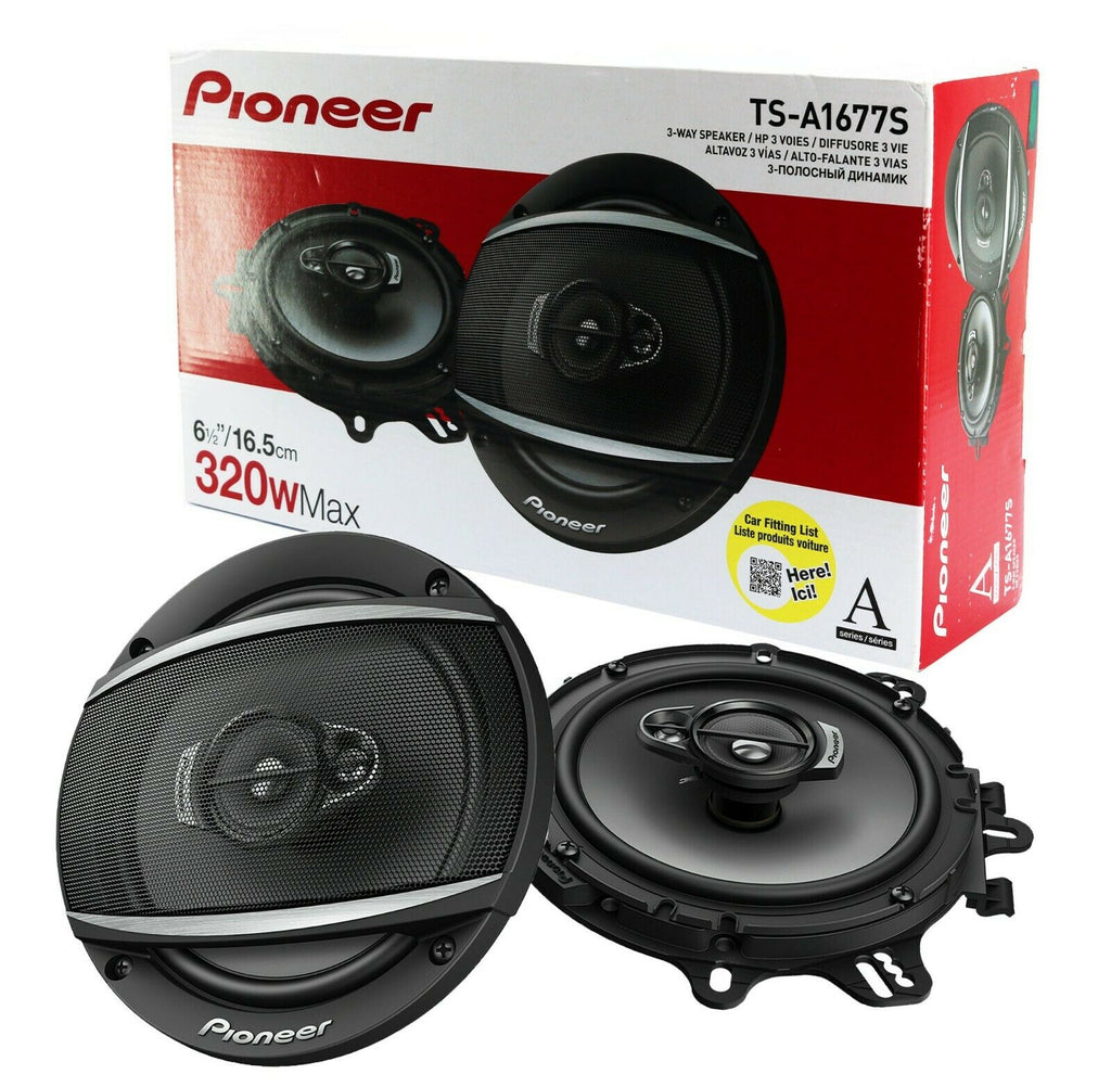 Pioneer TS-A1677S 320 Watt Max Power 6.5" 3-Way Car Audio Coaxial Speakers Pair - Sellabi