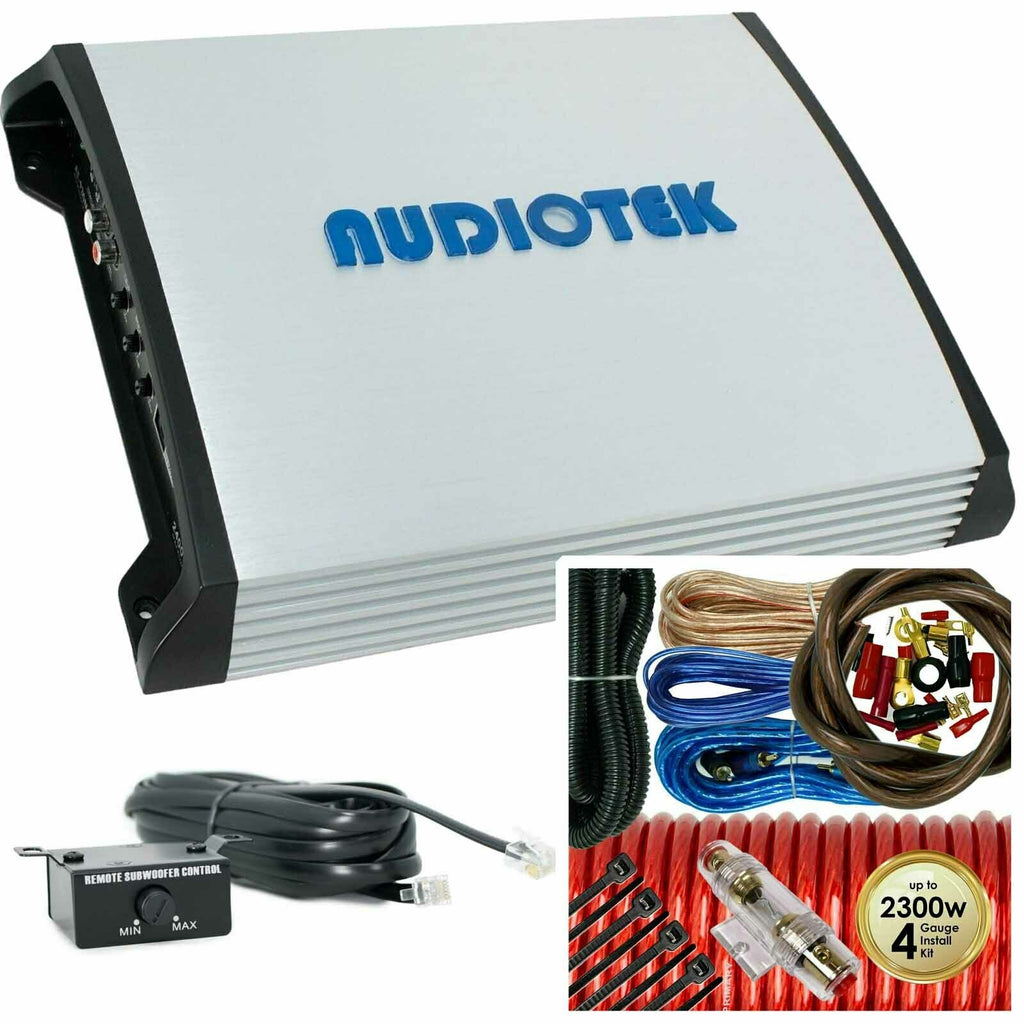 Audiotek AT930M Monoblock 2400 Watts Class AB Car Amplifier + 4 Gauge Amp Kit - Sellabi