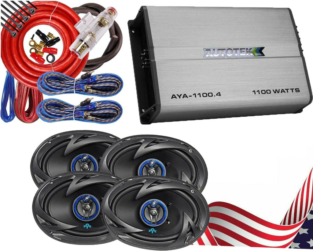 4x Autotek ATS693 6x9" 800W Speakers + Autotek AYA-1100.4 Car Amplifier + AmpKit - Sellabi