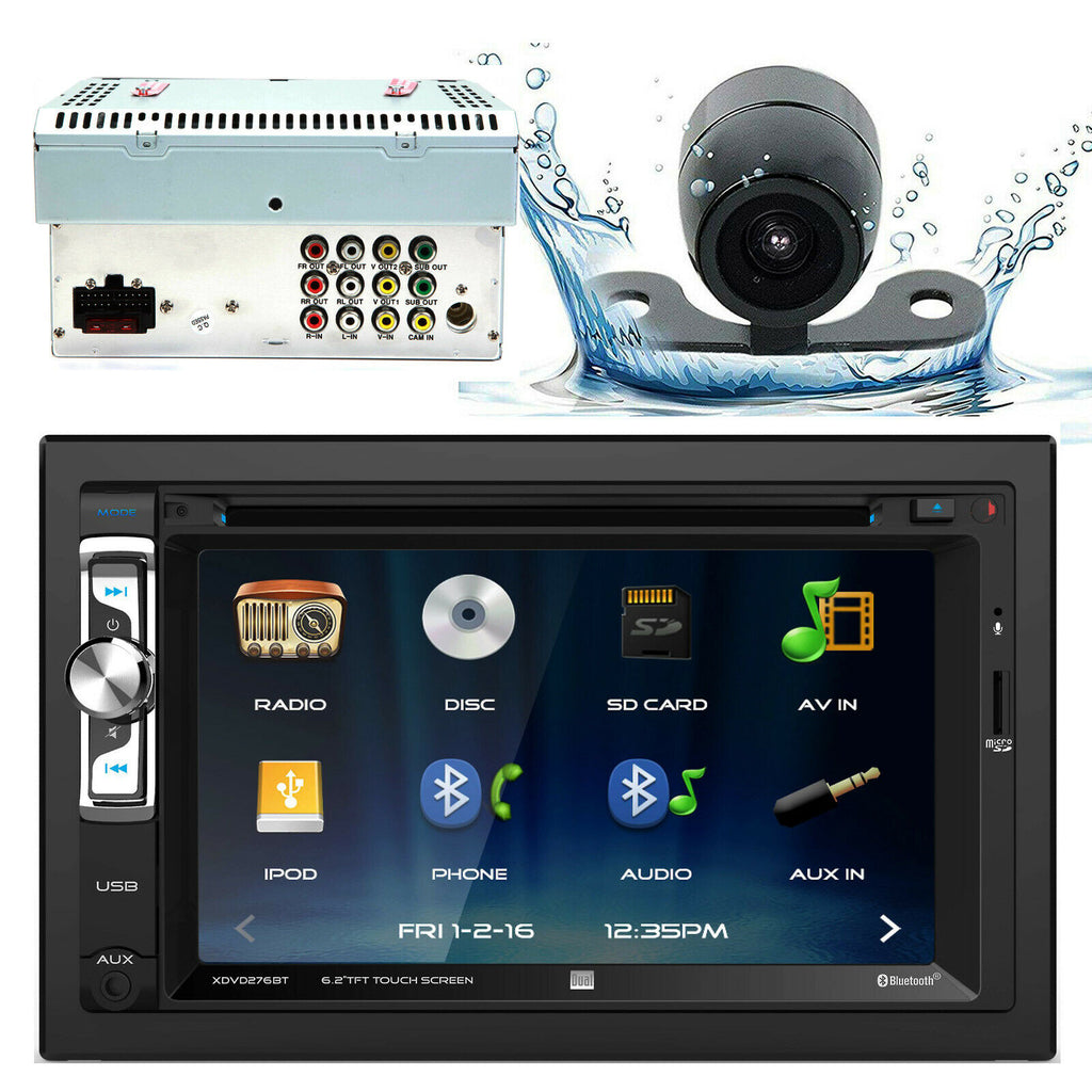 NEW Dual XDVD276BT 6.2" 2-Din Touchscreen DVD Receiver w/ Bluetooth + CAM-20C - Sellabi