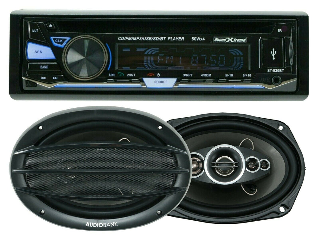 Gravity AGR-S209BT 1-Din Car Stereo Receiver + 2x Audiobank AB-690 6x9" Speakers - Sellabi