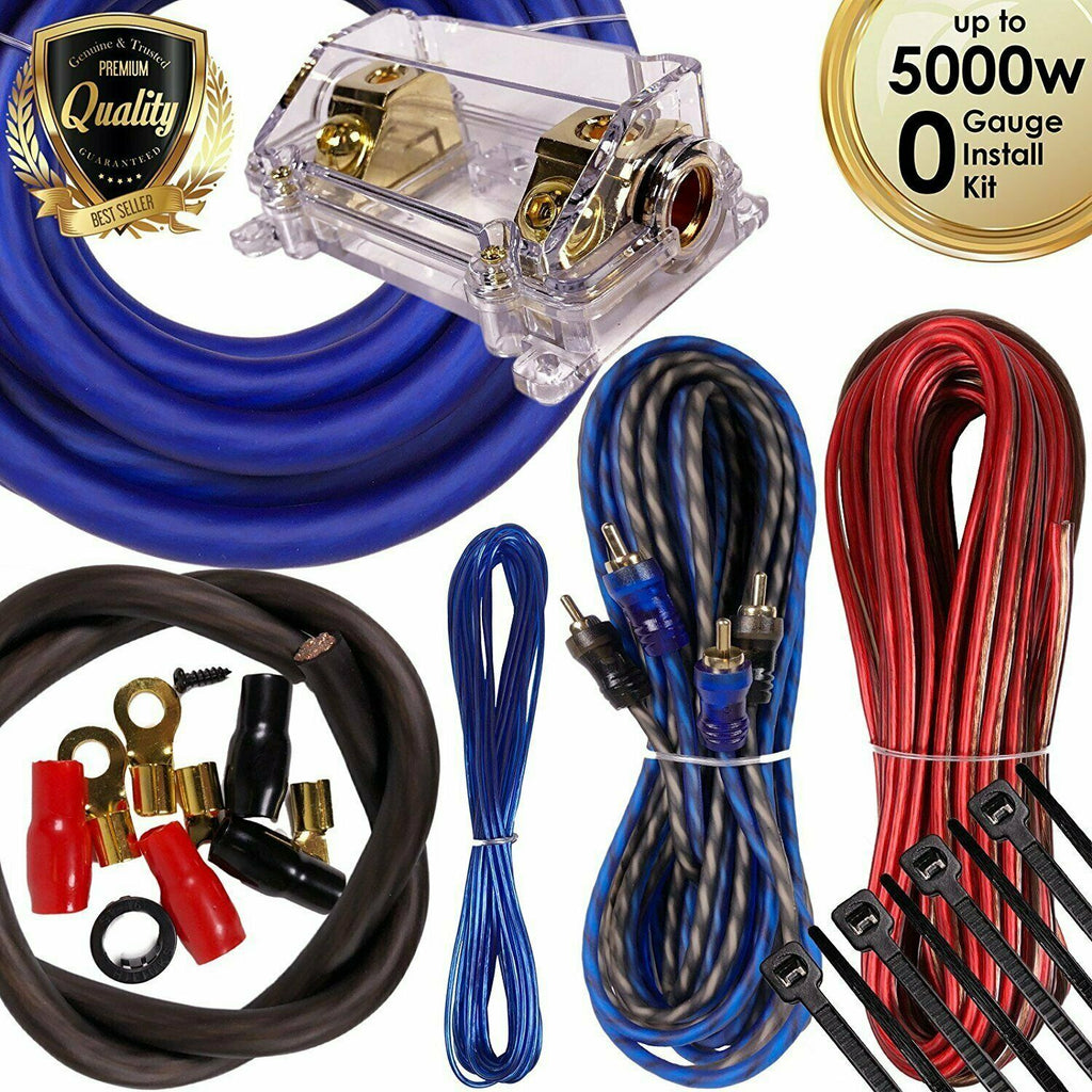 Complete 5000W 0 Gauge Car Amplifier Installation Wiring Kit Amp PK3 0 Ga Blue - Sellabi