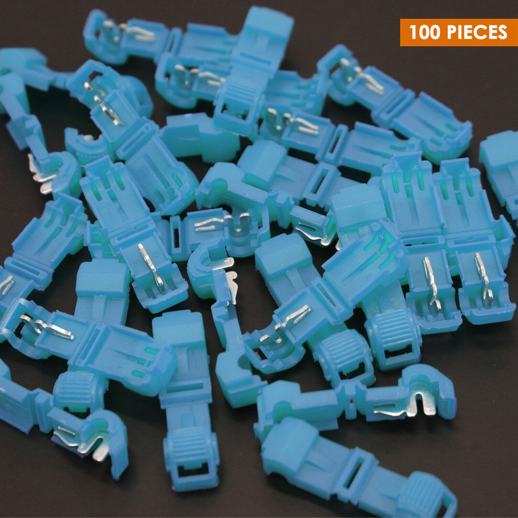 100 T-Taps Insulated Wire Terminal Connectors Combo Set 14-16 10-12 18-22 Blue - Sellabi