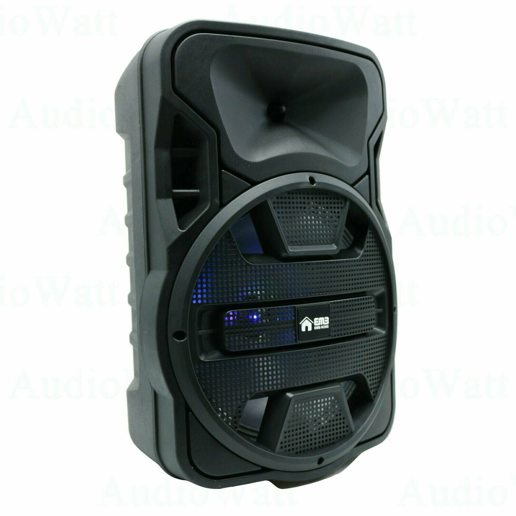 12" EMB 1200 Watts Portable Powered DJ Speaker Works iPhone Bluetooth AUX USB SD - Sellabi