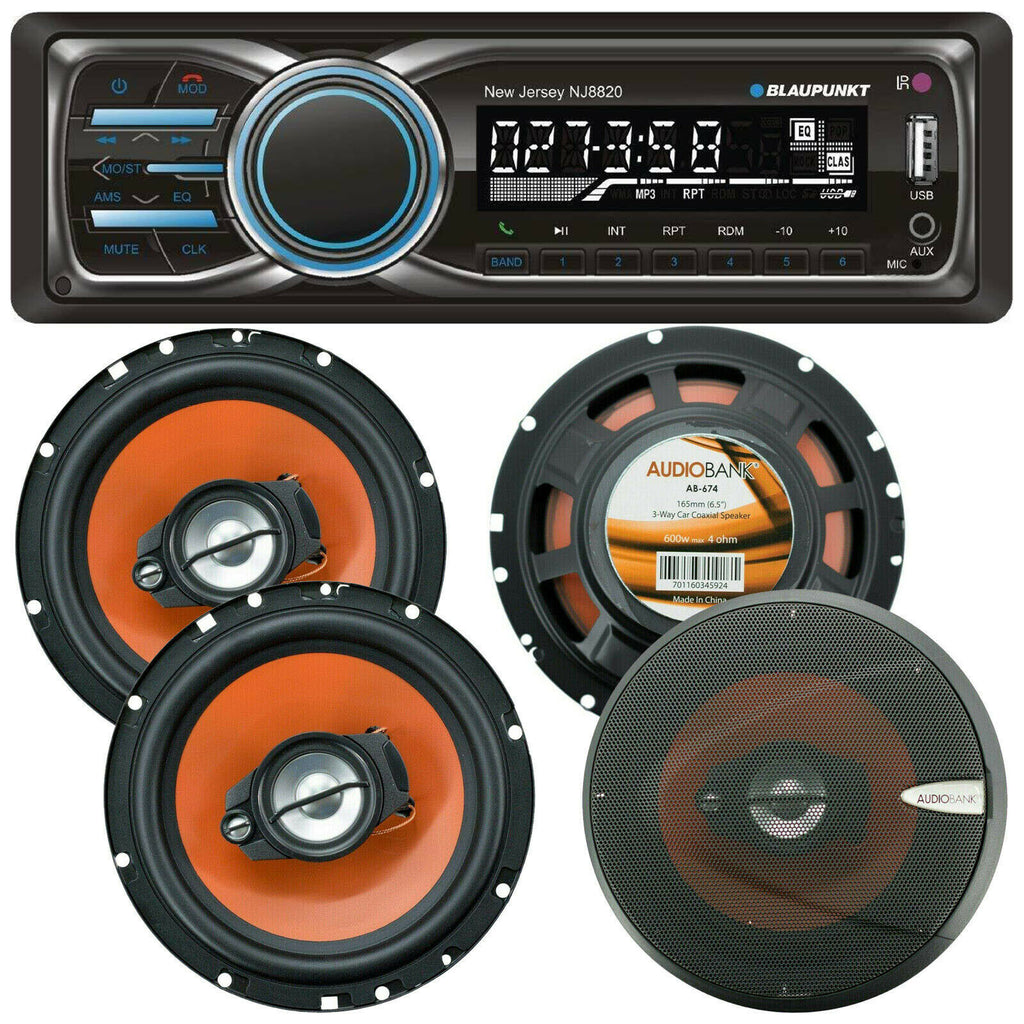 Blaupunkt NEW JERSEY 1-Din MP3 Receiver USB + 4x Audiobank AB-674 1200W Speakers - Sellabi