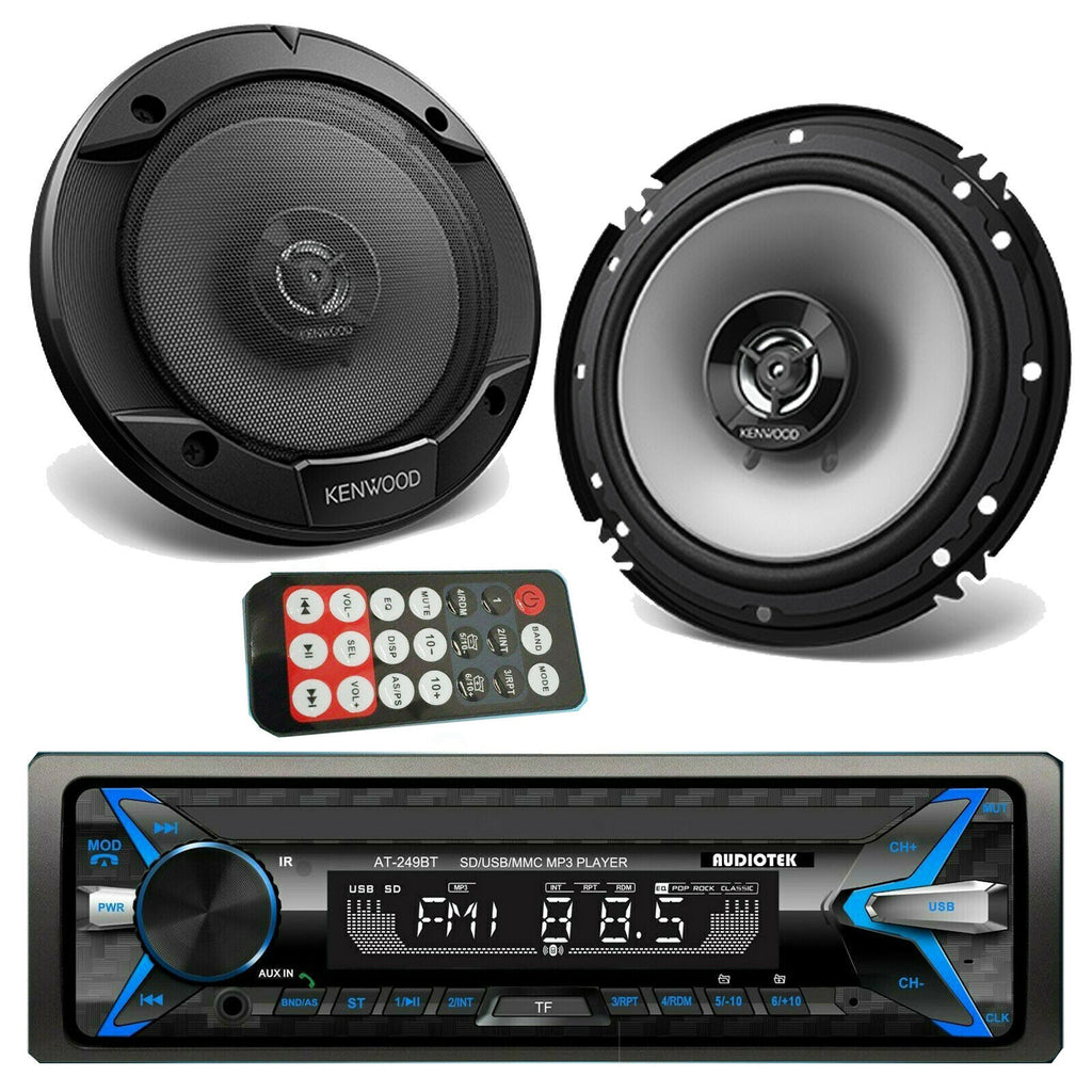 Audiotek AT-249BT Receiver USB w/ Bluetooth + 2x Kenwood 300W 6.5" Speakers - Sellabi