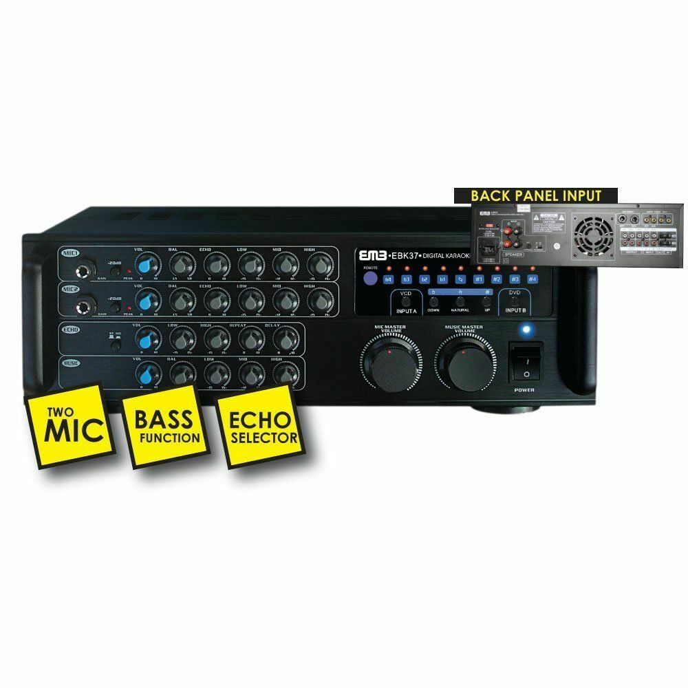 EMB EBK37-2ND Digital Karaoke 700W Amplifier Key Control 2 MICs ECHO Excite - Sellabi