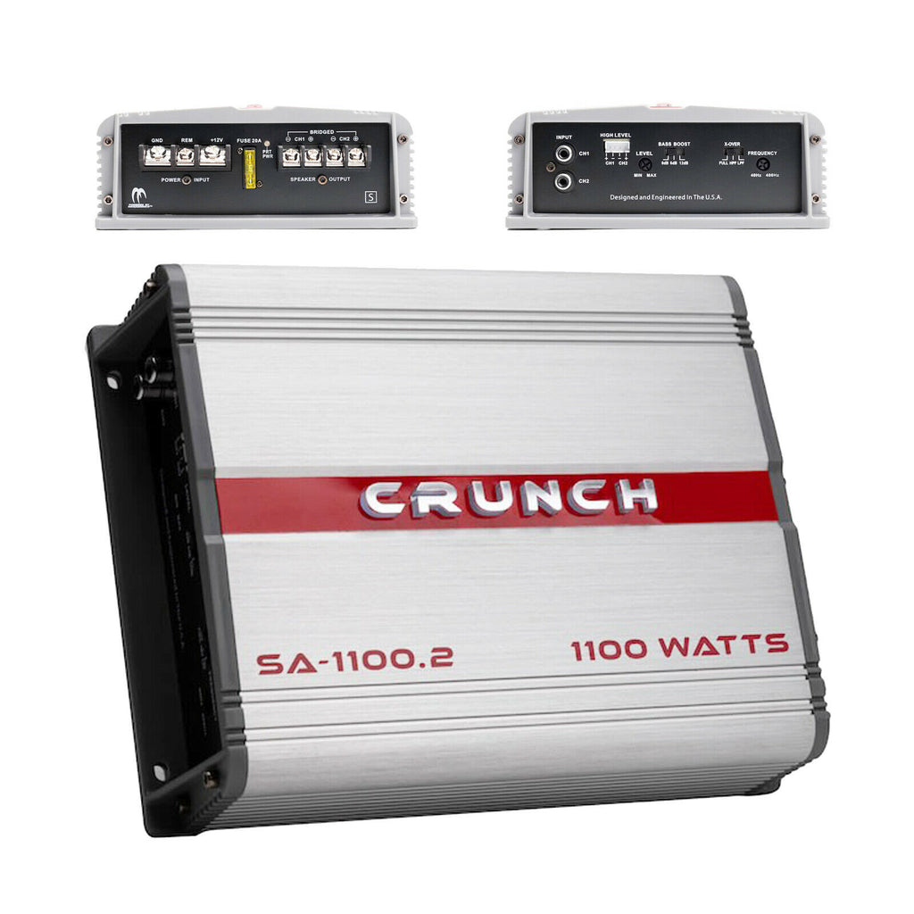 Crunch SA-1100.2 Crunch 1100 Watts Two Channel Amplifier.+ 8 Ga Amp Kit - Sellabi