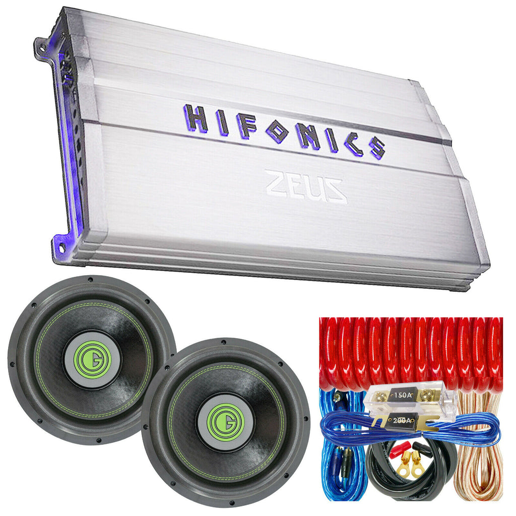 Hifonics Zeus ZG-3200.1D 3200W Class D Amp + 2x Subwoofers 12" 6000W + 0 Ga Kit - Sellabi