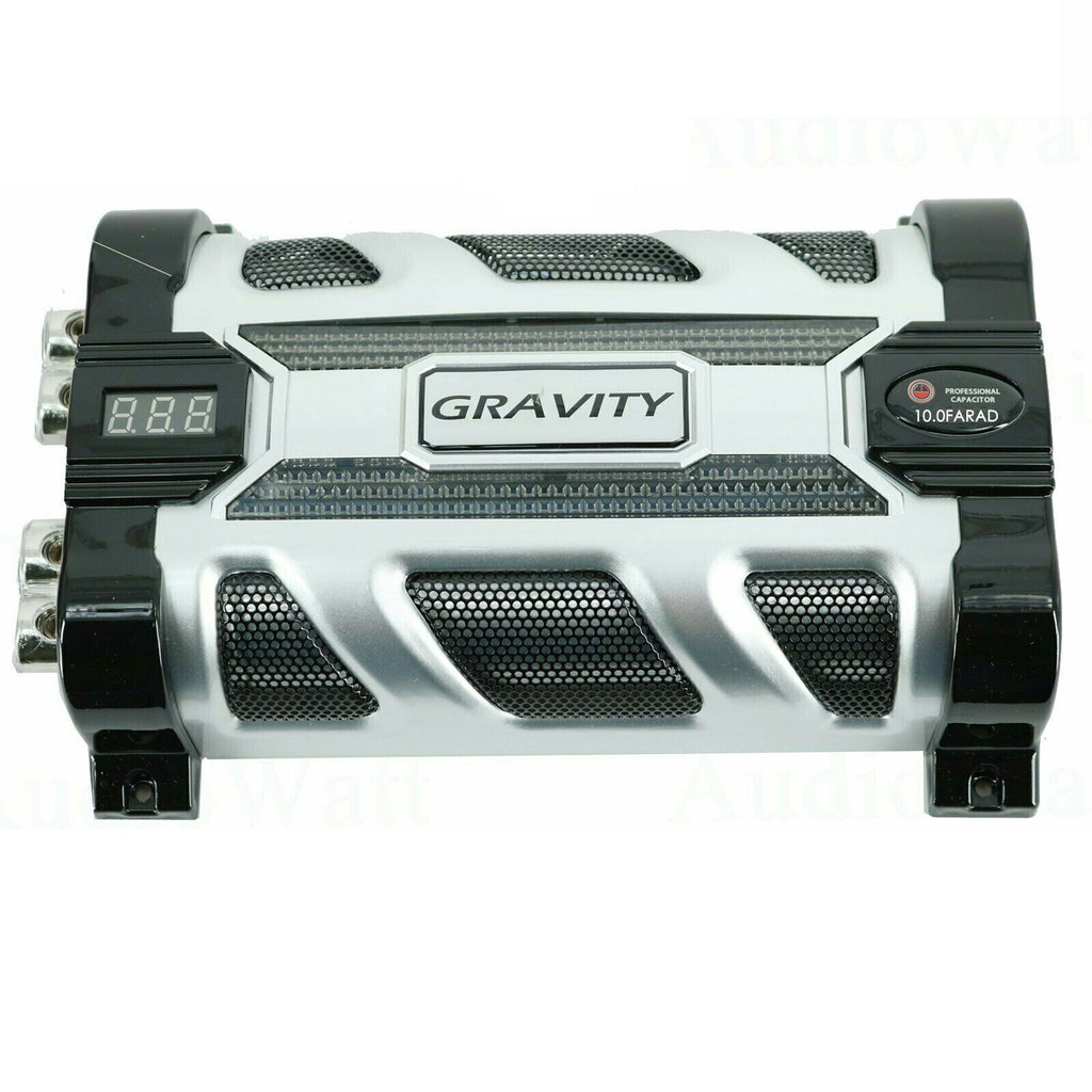Gravity GR-10.0 Car Audio 10 Farad Capacitor 10000W 12V Car Digital + KIT 0 GA - Sellabi