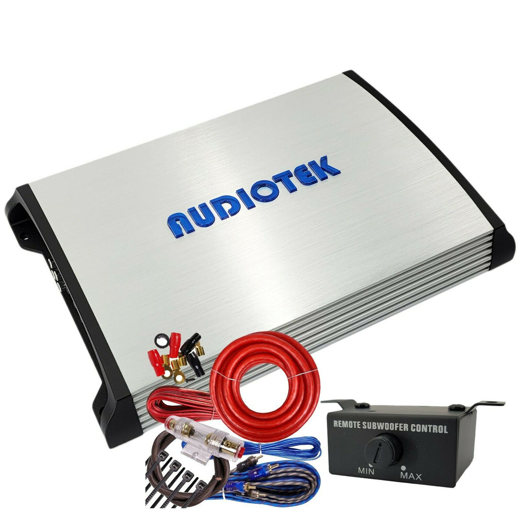 Audiotek 1 Channel 7000 Watts Monoblock Class D Car Amplifier +4 Ga Amp Kit Red - Sellabi