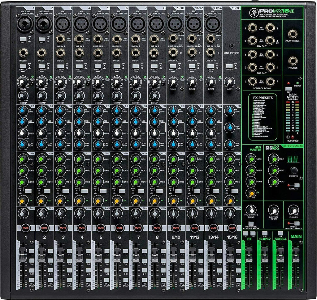 Mackie ProFX16v3 16-Ch Mixer Built-in Effects USB + Headphone + 2x XLR + Magnet - Sellabi