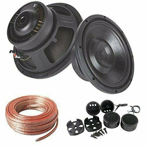 Audiotek 2x K708 600W 8" - 2 Subwoofers + AB-204TW 2 Tweeters +25FT 12GA Cables - Sellabi