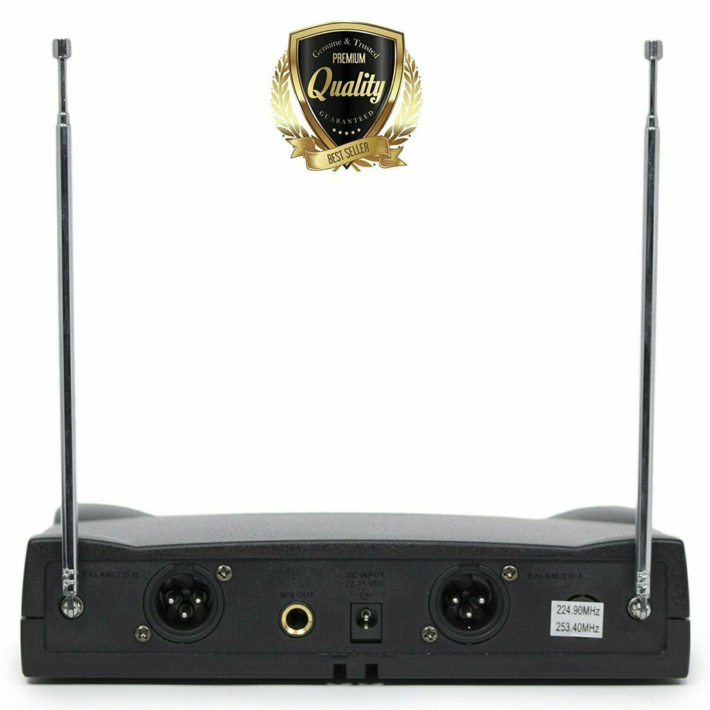 EMB Pro Dual Channels VHF Wireless Microphone Handheld HIFI Stereo w/ Cables - Sellabi