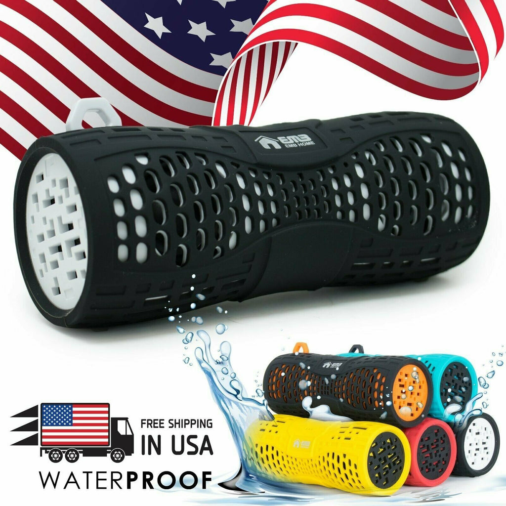 EMB Rechargeable Waterproof Speaker Outdoor Wireless Shower - White w/ Bluetooth - Sellabi