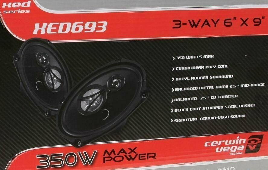 2x Cerwin-Vega XED693 6x9" 350 Watts Max 3-Way Power Handling Coaxial Speaker - Sellabi