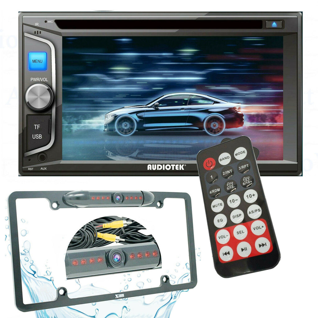 Audiotek 2 Dins 6.2" Touch Screen Player Bluetooth | AT-68BT + Rear Camera 30BK - Sellabi