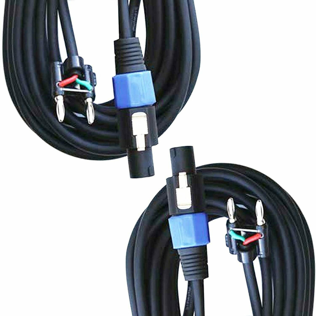 4x EMB 16 GAUGE 50 FT SPEAKON TO DUAL BANANA - PREMIUM PA SPEAKER CABLE - Sellabi