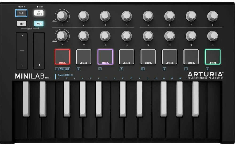 Arturia MiniLab MKII Inverted MIDI SlimKey Controller Keyboard Black No Box UC - Sellabi