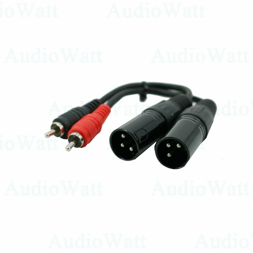 1x 6 Inches 16 Gauge Dual XLR Male to Mattel RCA Male Plug Interconnect Cable - Sellabi