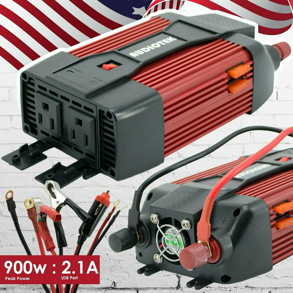 Audiotek 900W Watt Power Inverter DC 12V AC 110V Car Converter USB port Charger - Sellabi