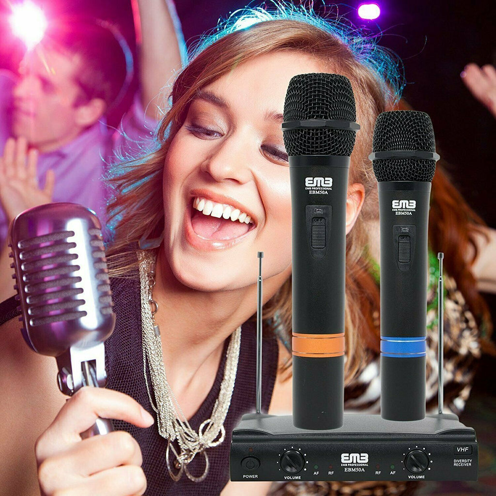 EMB Pro Dual Channels VHF Wireless Microphone Handheld HIFI Stereo ? 52APK2 - Sellabi