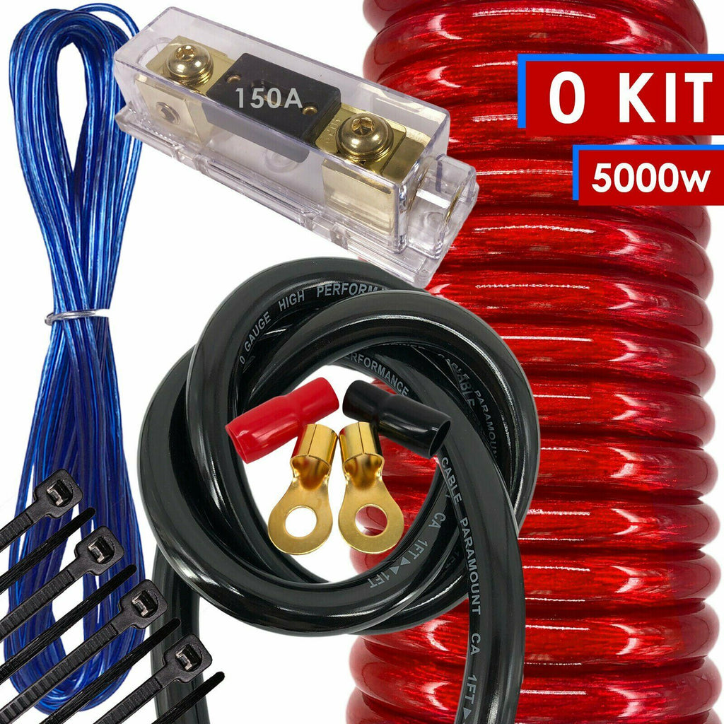 NEW X-Brand 0 Gauge Amp Kit Amplifier Install Wiring HOT 0 Ga Wire RED - 5000W - Sellabi