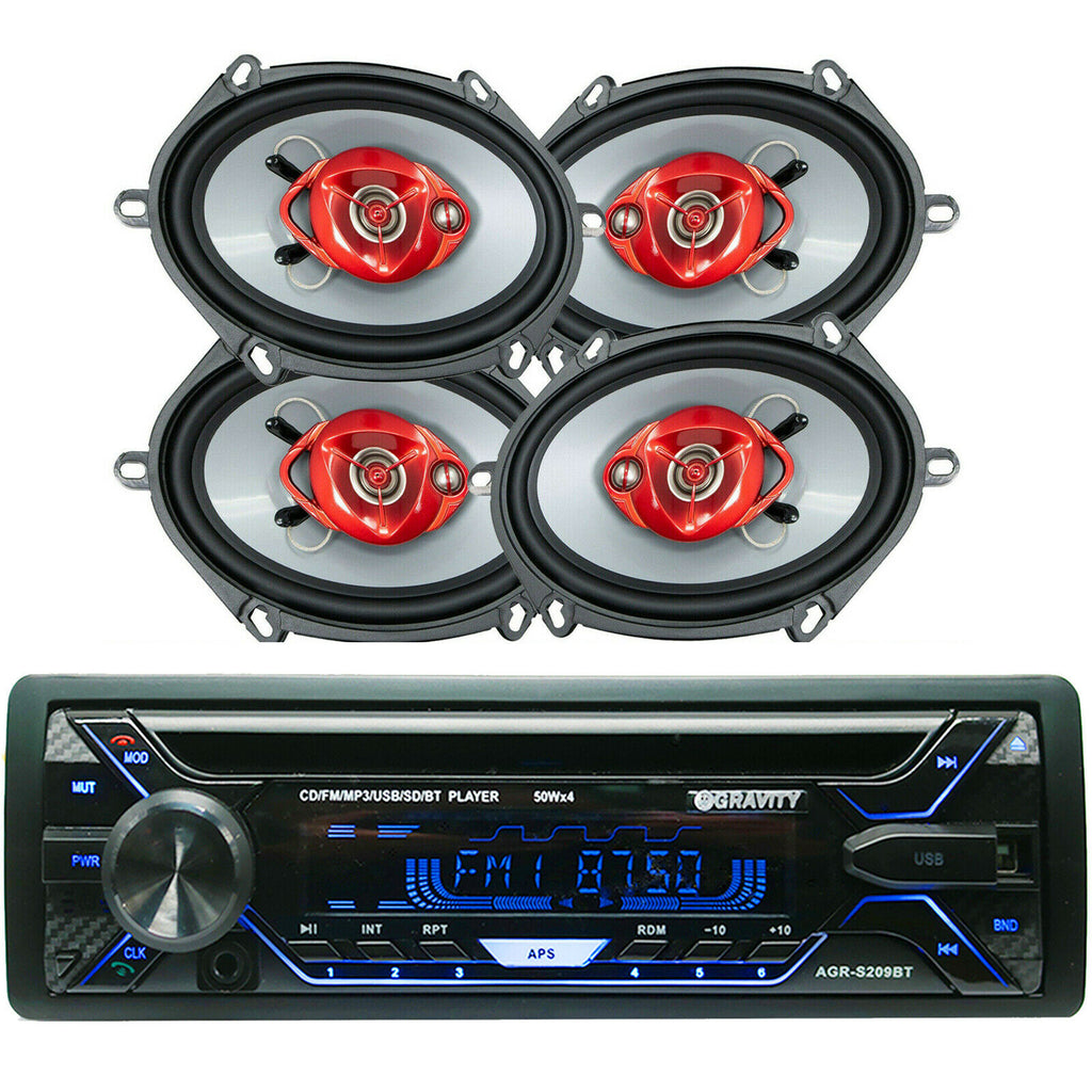 Gravity AGR-209BT CD Player w/ Bluetooth + 4x Soundxtreme ST-680 6"x8" Speakers - Sellabi