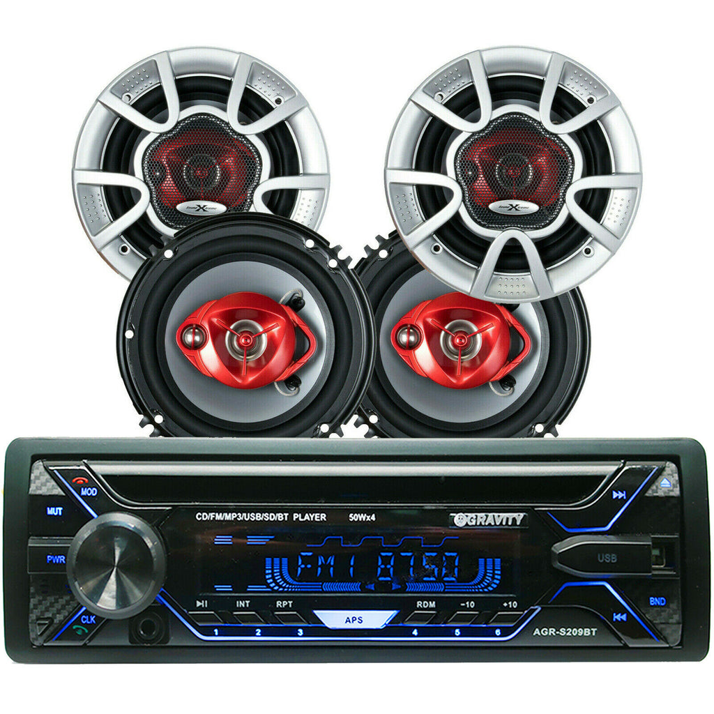 Gravity AGR-209BT CD Player w/ Bluetooth + 4x Soundxtreme ST-603 6" Speakers - Sellabi