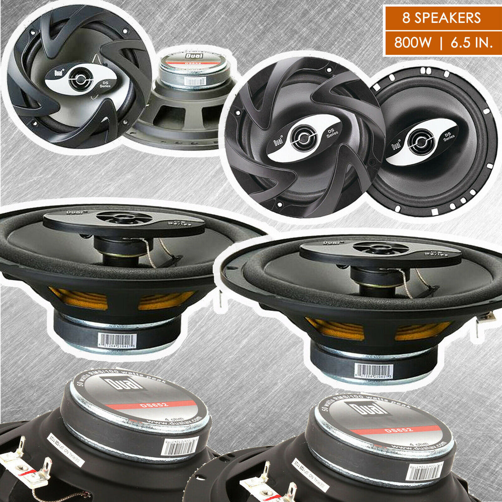 8x Dual DS652 800W Max 6.5" 2-Way Coaxial Car Audio 6-1/2" Speakers - 4 Pairs - Sellabi