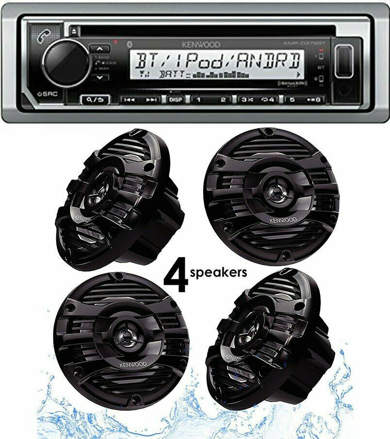 Kenwood Marine Bluetooth CD Receive + 4x Kenwood Black Marine Speaker 600 watts - Sellabi