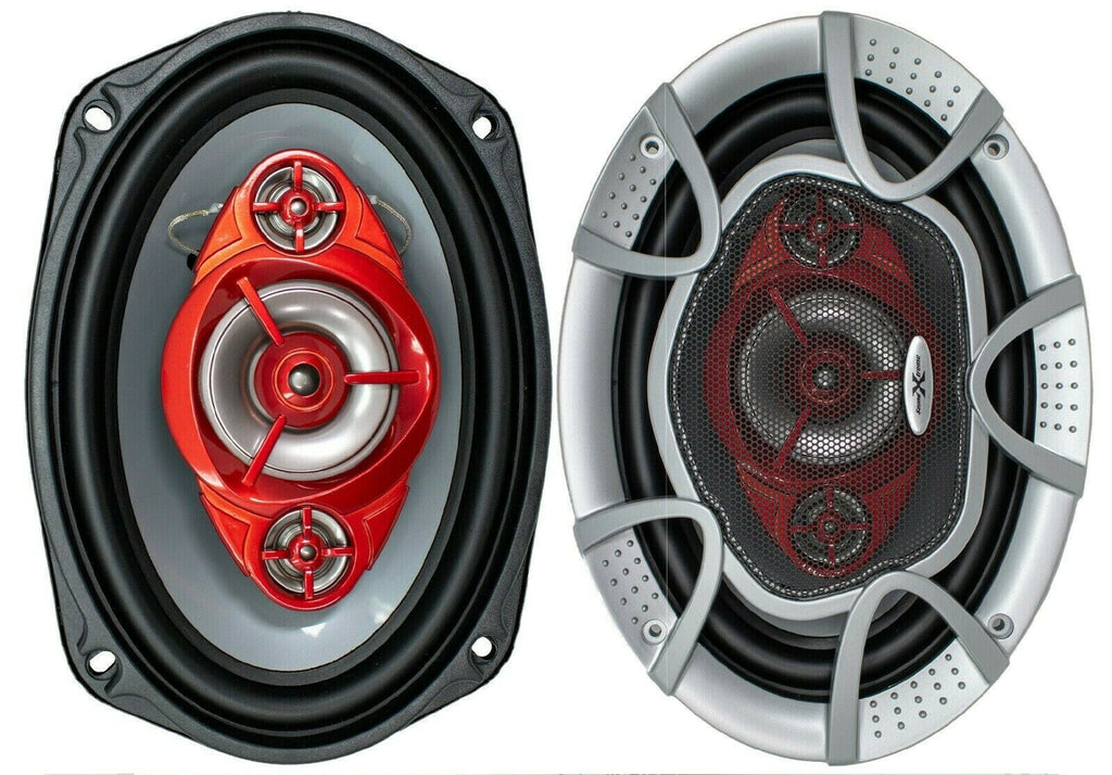 2x SoundXtreme 6x9 520 Watt 4-Way Red Car Audio Stereo Coaxial Speakers- ST694 - Sellabi