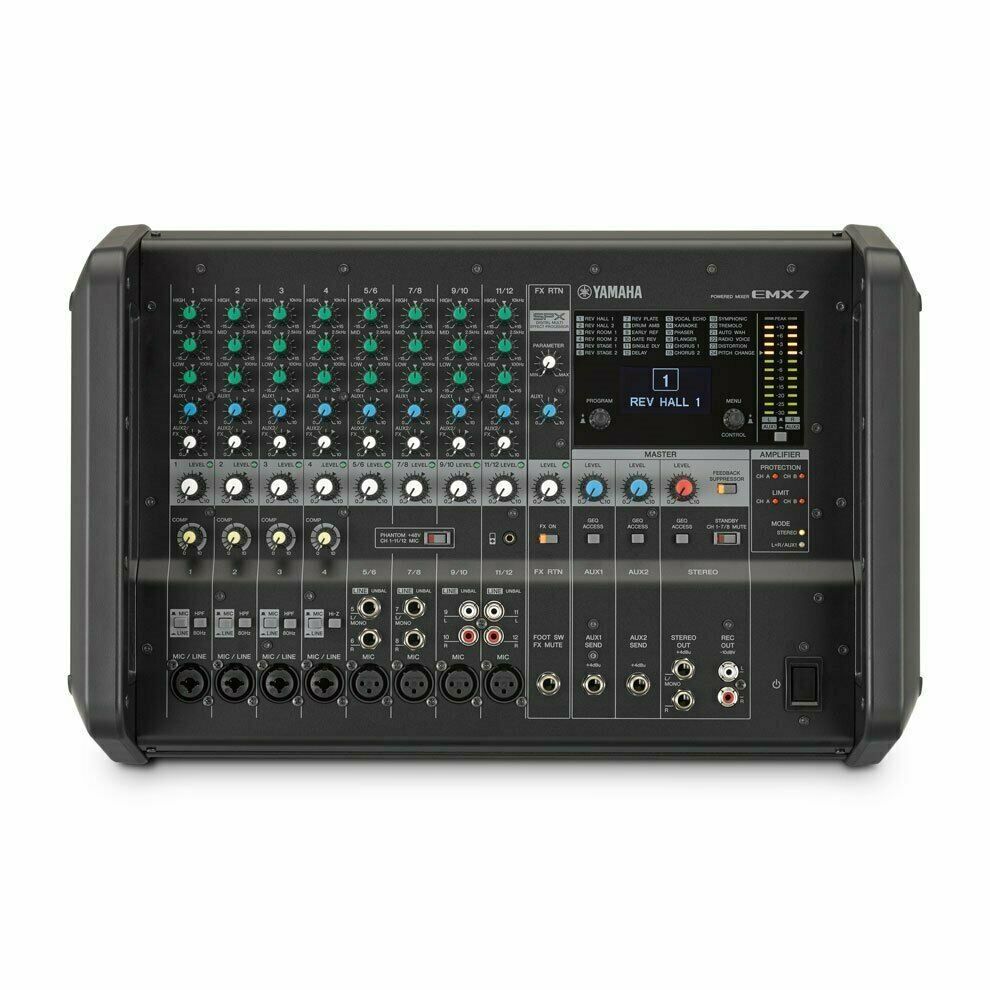 Yamaha EMX7 1420 Watts 12-input Stereo Powered Mixer Class D Amp w/ DSP Effects - Sellabi