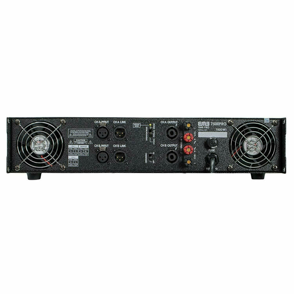 EMB 7500 Watts 2 Channel Professional Power Amplifier EB7500PRO AMP DJ PA Stereo - Sellabi