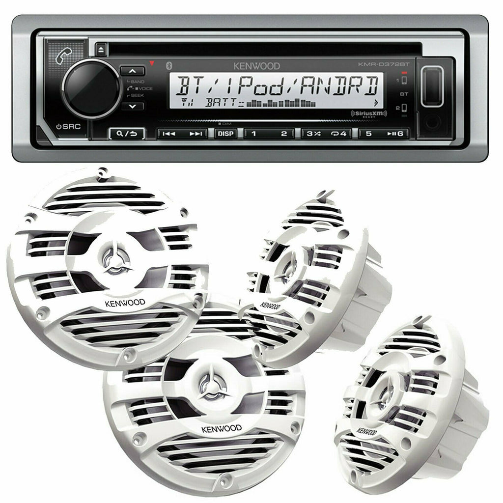 Kenwood KMR-D372BT Marine CD Player Receiver + (4) KFC-1653MRW 300W 6.5" 2-Way - Sellabi